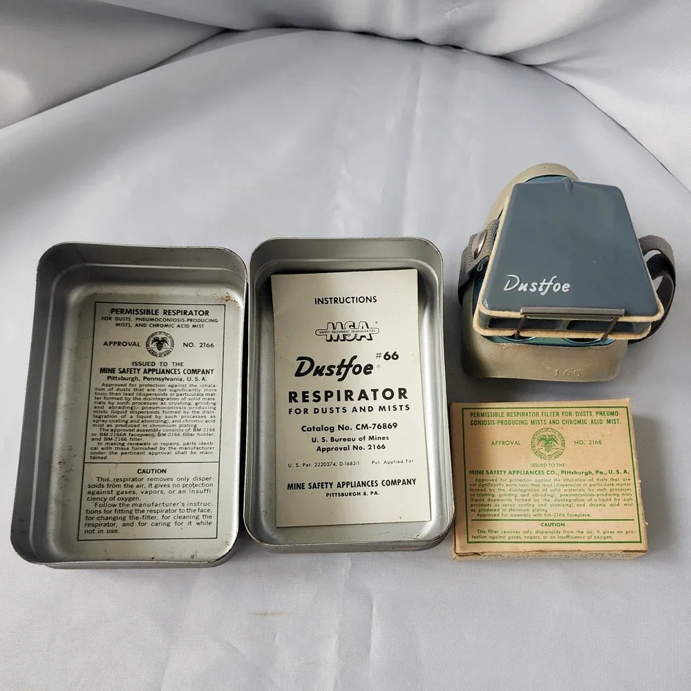 MSA‎ Dustfoe 66 Respirator Dust Mist Filter Mask Vintage Mining Work Safety MCM